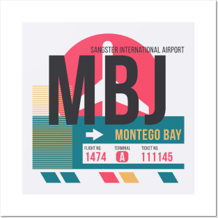 Montego Bay (MBJ) Airport Code Baggage Tag Posters and Art